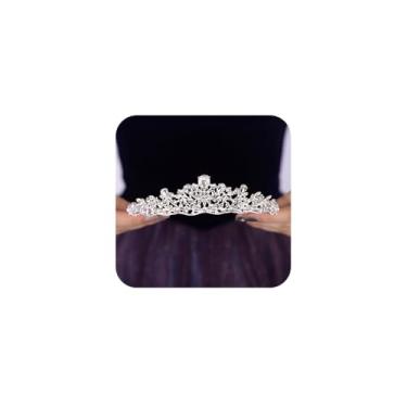 Imagem de Teyglen Tiara e coroa de casamento para mulheres, coroa de princesa com strass de cristal dourado para festa de formatura e rainha da Grã-Bretanha, acessórios de cabelo, Free size, Strass, Sem Pedra