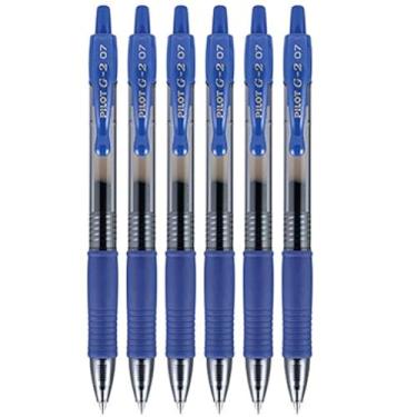 Imagem de Pilot Canetas esferográficas retráteis G2, ponta fina, 0,7 mm, tinta azul, 6 unidades
