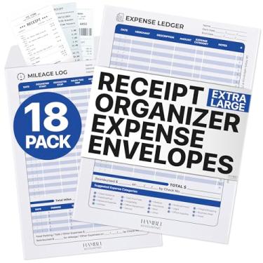 Imagem de Envelope de recibos e organizador de recibos extragrande (pacote com 18) - Gerencie com eficiência despesas de negócios e viagens de quilometragem - 21,6 cm x 28 cm, cor azul - contabilidade comercial