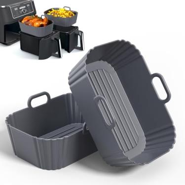 Imagem de PINTAUR Pacote com 2 forros de silicone para fritadeira, sacos reutilizáveis compatíveis com Ninja Foodi DZ201, DZ401, DZ550, COSORI, Chefman, Instant Air Fryer e cestas de fritadeira a ar 6 em 1