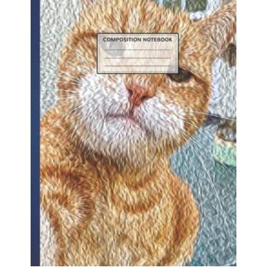 Imagem de Composition Notebook: funny cat 8.5 x 11 Inches, 110 Pages Composition Notebook, Book Soft Cover Elementary School Supplies Student Teacher Daily Creative Writing Journal