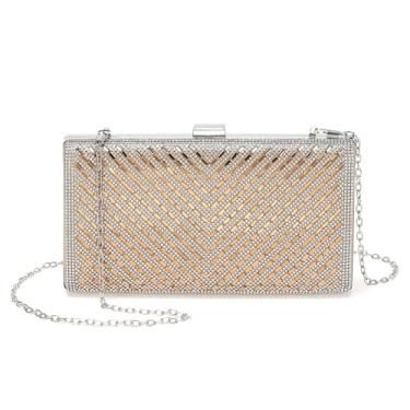 Imagem de DTGN Bolsas de noite bolsas clutch para mulheres, formais, bolsas transversais, strass, lantejoulas, fecho para festa de casamento, Dourado, L (US 12)