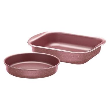 Imagem de Jogo de Assadeiras Tramontina Brasil 2 Peças Rosa