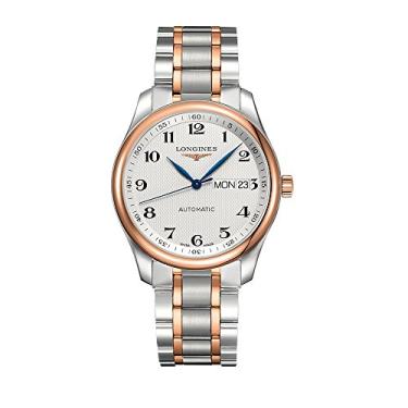 Imagem de Longines Relógio masculino Master Collection automático de aço inoxidável e ouro rosa mostrador prata dia data L2.755.5.79.7