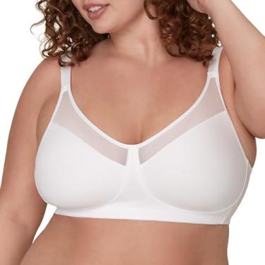 Imagem de Playtex Sutiã feminino minimizador de 18 horas, sutiã macio de cobertura total, sutiã camiseta sem fio, Branco, 38C