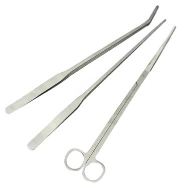 Imagem de Kit de Ferramentas para Manutenção de Aquário, Pinças e Tesoura em Aço Inoxidável, 3 Peças