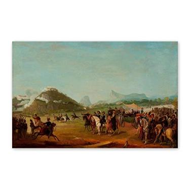 Imagem de Jean-Baptiste Debret famosa reprodução de pinturas a óleo em tela (Revisão das tropas dirigidas para Montevidéu, na Praia Grande) Arte de parede em tela clássica imagens religiosas 90 x 145 cm (35 x