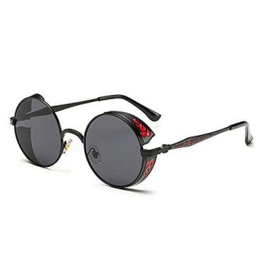 Imagem de Óculos de Sol Barcur Estilo Steampunk Redondos Oculos com Proteção Uv4