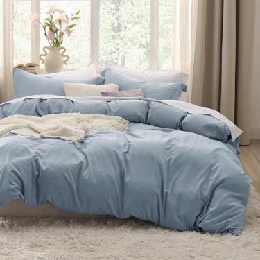 Imagem de Conjunto de Capa de Edredom Bedsure Queen Size - 3 Peças - Azul Minera
