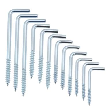 Imagem de The Lord of the Tools 100 peças de parafuso autorroscante em forma de L banhado a zinco azul e branco gancho de ângulo reto M2,8 x 35 mm M3,4 x 40 mm M3,8 x 50 mm M3,7 x 70 mm adequado para