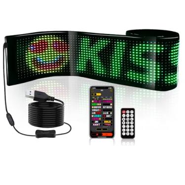 Imagem de Tela LED de rolagem digital flexível, painel matricial USB 5V, controle de aplicativo Bluetooth, padrões de texto DIY, para placa de loja, escola de hotel, janela de carro. (59 x 12 cm)