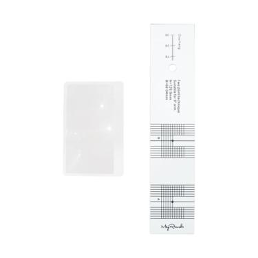 Imagem de Mayrecords Ferramenta transferidor de alinhamento de cartucho - transferidor de calibre de distância de calibração de captador com lupa - registro LP vinil toca-discos fonógrafo fonógrafo