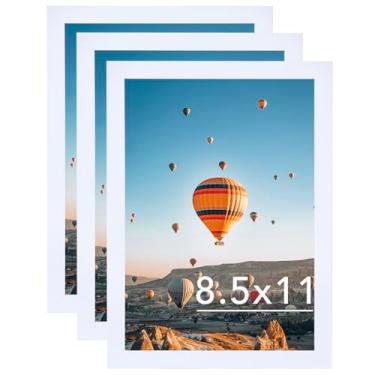 Imagem de Conjunto de 3 molduras brancas para pôster de certificado e foto, formatos horizontais e verticais para pendurar na parede ou mesa, moldura de parede de 21 x 28 cm com acrílico resistente a