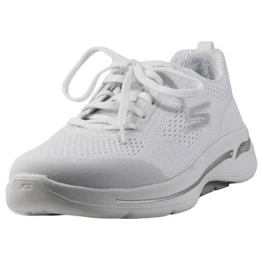 Imagem de Skechers Tênis feminino Go Walk Arch Fit-Motion Breeze, Branco/Prata, 6 Wide