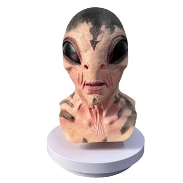 Imagem de Derlinvine Máscara alienígena de alta fidelidade OVNI Headgear Halloween látex máscara de cabeça de terror fantasia para festa à fantasia adereços de baile de máscaras