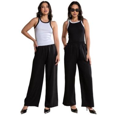 Imagem de kit 2 blusa Regata feminina Bicolor básica Ribana Canelada Algodão ame