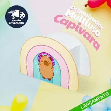Imagem de Porta Lápis e Canetas Capivara Arco-Íris - Organizador Multiuso com Di