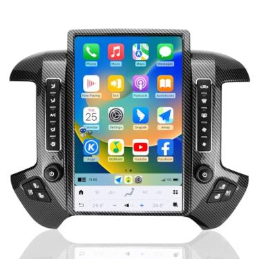 Imagem de Rádio automotivo para GMC Sierra Chevrolet Silverado 2014-2019 substituição de rádio estéreo atualizado 8+128G 14,4 polegadas 2K tela estilo Tesla Carplay Android Auto GPS Navegação Multimídia Player