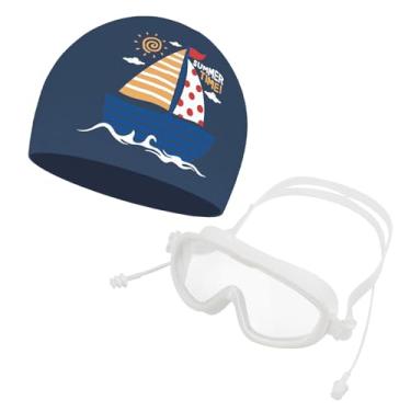 Imagem de Touca de natação infantil com óculos de natação impermeável, durável, ajuste confortável, touca de natação para meninos e meninas