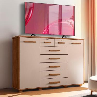 Imagem de Cômoda 7 Gavetas Para Tv Até 65 Polegadas Jatobá Fendi Fonteine Shop Jm