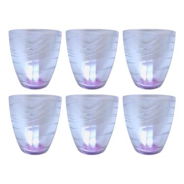 Imagem de Jogo 6 Copos Para Sucos Água Wisky 250ml Vidro Fundo Lilás - Pasabahce