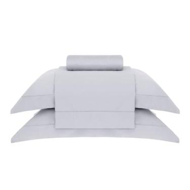 Imagem de Buddemeyer Jogo de Cama Casal Cetim 300 Fios Bud Vision New Colors II 100% Algodão Penteado Prata 4 peças