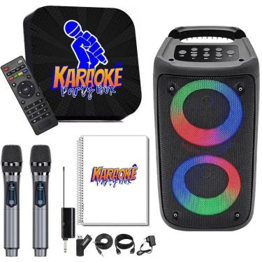 Imagem de Karaoke Party Box +2 Mic Sem Fio + Caixa De Som + Catálogo