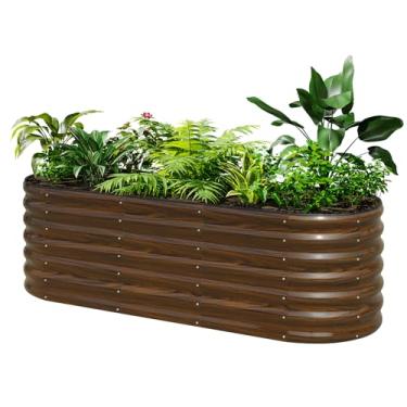 Imagem de SnugNiture Canteiro de jardim elevado de aço galvanizado, 1,8 x 0,6 x 6 m, caixa de plantador oval de raiz profunda para o cultivo de vegetais, flores e frutas