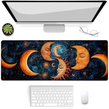 Imagem de VANZEV Mouse pad celestial para jogos sol e lua, tapete de mouse, tapete de mesa, base de borracha antiderrapante para computadores, laptop, escritório, escola, acessórios de casa, presentes de