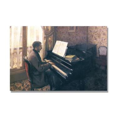 Imagem de Impressões em tela famosas, reprodução em tela, pintura emoldurada, imagem de arte de parede para decoração de casa. (Tocador de piano). Apenas tela de 50 x 75 cm - 19,7 x 29,6 pol