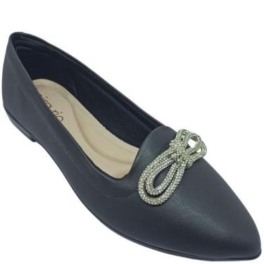 Imagem de Sapatilha Beira Rio Feminina Casual com Laço de Strass, Preto, 35