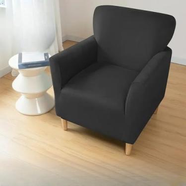 Imagem de Capa de veludo para poltrona, 1 peça, super macia, elástica, para poltronas de clube, cor sólida, capa para sofá individual, para banquetes, hotéis, casa, capa para sofá de clube A5, 1 peça