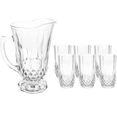 Imagem de Conjunto Jarra 1,25L e 6 Copos de Vidro 260ml Lyor Diamante para Servir Sucos Água