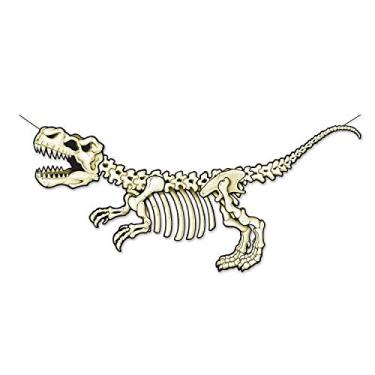 Imagem de Beistle Serpentina de esqueleto T-Rex 53584, 72,4 cm x 5', preto/branco