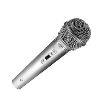 Imagem de Kit de Microfones Dinâmicos Profissionais, Conector P10, Karaokê, Corpo Metálico (2, Cinza)