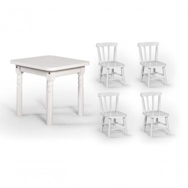 Imagem de Conjunto Mesinha Infantil Branca Com 4 Cadeiras Kids Branca