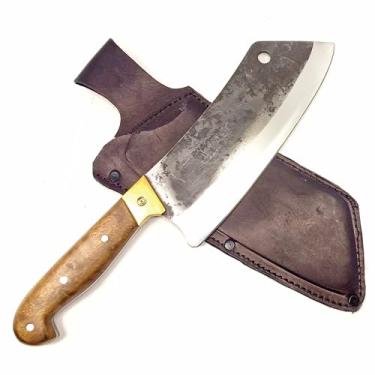 Imagem de Cutelo Artesanal 8" Lâmina Rústica em Aço Carbono Cabo em Madeira Facas Gaúcha 1008CGM