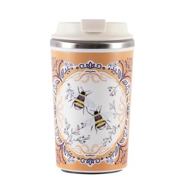 Imagem de Caneca de café de 300 ml e 450 ml, 286.3 g e 430.9 g, aço inoxidável 304 e revestimento de cerâmica interior, acompanha xícara de café com uma base de ventosa, abertura de tampa com um clique, dois