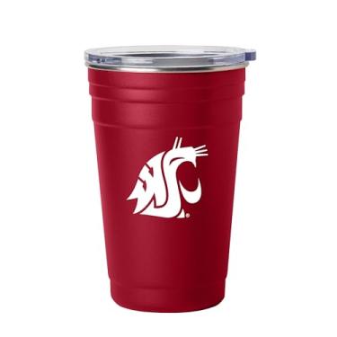 Imagem de Logo Brands NCAA Washington State Cougars 623.7 g Copo de porta traseira de aço inoxidável - Parede dupla selada a vácuo durável para bebidas quentes e frias, perfeito para dias de jogos e festas