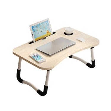 Imagem de Mesa dobrável multifuncional, equipada com compartimentos para cartões, porta-copos e gavetas, adequada para assistir programas de TV na sala de estar, trabalhar no quarto e estudar no escritório