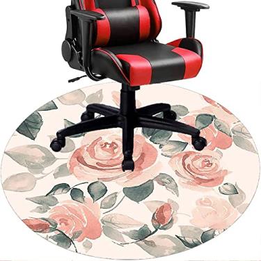 Imagem de Tapete de cadeira de escritório com flores, textura de flor, tapete de cadeira de mesa para piso de madeira de escritório em casa, protetor de piso de pilha baixa, redondo 119 cm