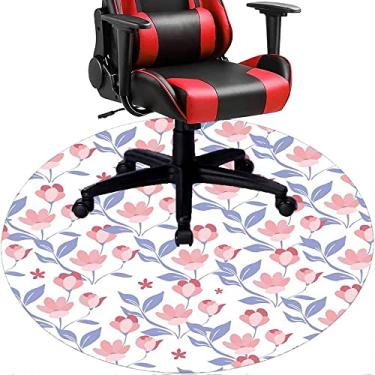 Imagem de Tapete de cadeira de escritório com flores, textura de flor, tapete de cadeira de mesa para piso de madeira de escritório em casa, protetor de piso de pilha baixa, redondo de 91 cm