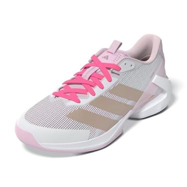 Imagem de adidas Tênis feminino Adizero Ubersonic 5, Branco/pérola cinza/rosa lúcido, 34