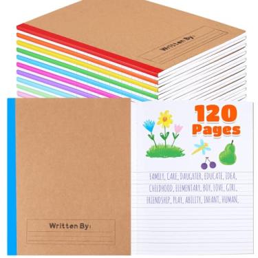 Imagem de Henoyso 10 cadernos de composição primária de 120 páginas, diários primários de 24 x 19 cm para crianças, escrita à mão e desenho, história, caderno de prática para pré-escola, 2ª série, jardim de