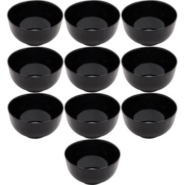 Imagem de 10 Tigelas de Vidro Opalino 700ml Diwali Black 14x8cm Lyor Bowl Petiscos Cumbuca