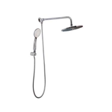 Imagem de Kit Chuveiro Redondo de Parede Macaé com Desviador Mundaú e Ducha Manual Guará Pingoo.casa - Prata