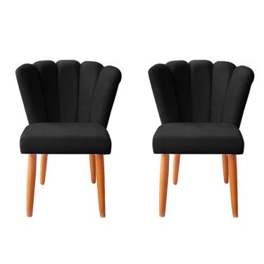 Imagem de Kit 2 Cadeiras Poltrona Sala de Jantar Penteadeira Reforçada Decorativa Pétala Suede Marrom