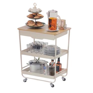 Imagem de Carrinho Multiuso De Cozinha 3 Andares Com Gaveta E Rodízio
