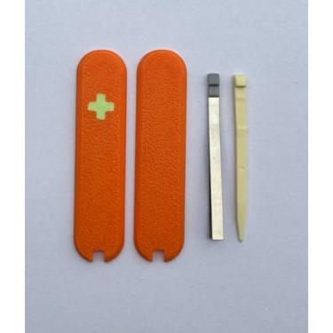 Imagem de Capas de substituição para balanças Victorinox cabos de plástico de 58 mm com pinças e cruz brilhante de palito de dente (laranja)