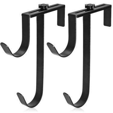 Imagem de Uenhoy Pacote com 2 ganchos de cerca de piscina duplos para equipamentos de piscina, gancho ajustável para poste de piscina, ganchos de metal para mangueira de escumadeira e acessórios de piscina